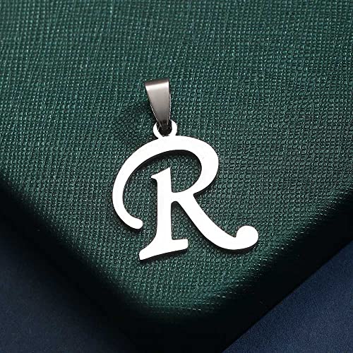 Stainless Steel Initial Letter Connector Charms Alphabet Pendant Diy Craft for Jewelry Making Necklaces Bracelets Keychain - color: Stainless Steel R