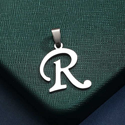 Stainless Steel Initial Letter Connector Charms Alphabet Pendant Diy Craft for Jewelry Making Necklaces Bracelets Keychain - color: Stainless Steel R