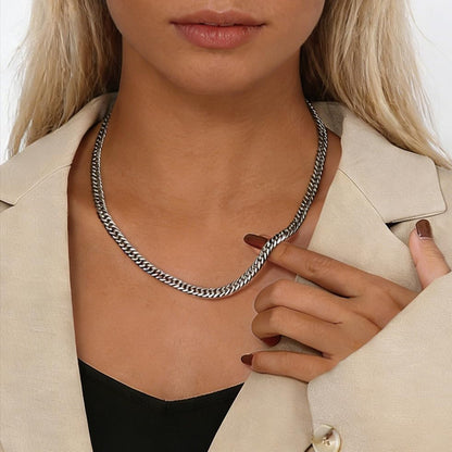 Cuban Link Chain Necklace for Men Women, 316L Stainless Steel Miami Curb Chain, 6mm/8mm Width, 18/20/22/24 Inch, Tarnish Resistant Hip Hop Jewelry with Gift Box
