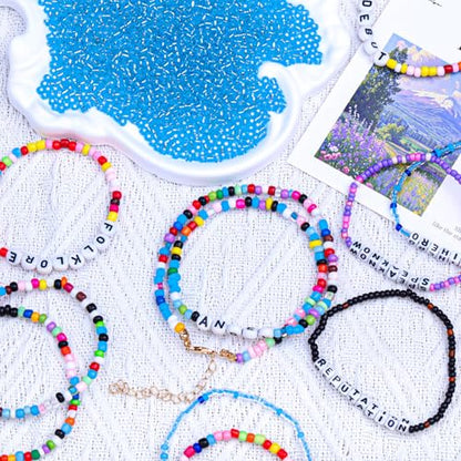 2000pcs Glass Seed Beads Bulk, 4mm 6/0 Mini Pony Spacer Small Individual Color Seed Beads for DIY Bracelet Necklaces Wrist Jewelry Making, Frosted Silver Blue - color: Frosted Silver Blue