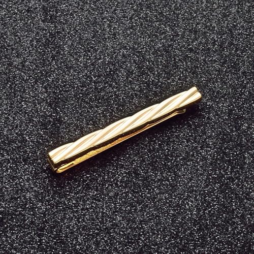 Mens Chain Tie Clips For Men Unique Silver Black Gold Tie Bar Round Stainless Steel Tie Clip - style: Simple Gold