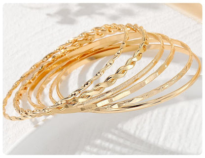 6-Piece Multi Layer Bangle Set,Gold Stackable Bracelets for Women - Non-Tarnish Simple Fashion Boho Jewelry for Daily & Party Wear