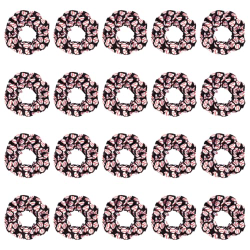 Baseball Print Scrunchies 20 Pack Soft Elastic Hair Ties for Women Girls Sports Fan No Slip Hair Accessories for Game Day Daily Use - color: Black Baseball