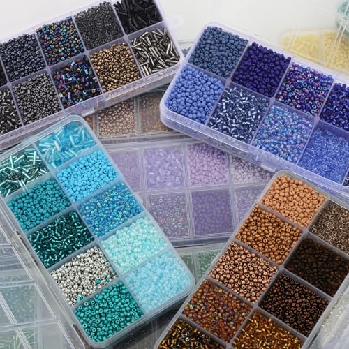 5000pcs Glass Seed Tube Bugle Beads for DIY Jewelry Making | 12/0 Waist Beads Kit, Lavender Embroidery Beads, 2mm Small Tiny Beads for Bracelets Necklaces Earrings, 10 Colors - color: Lavender
