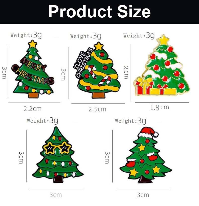 Cute Enamel Pin Set Lapel Pins Brooches Cartoon Brooch Badge Pins for Clothes Bags Backpack for Women - color: Christmas Tree