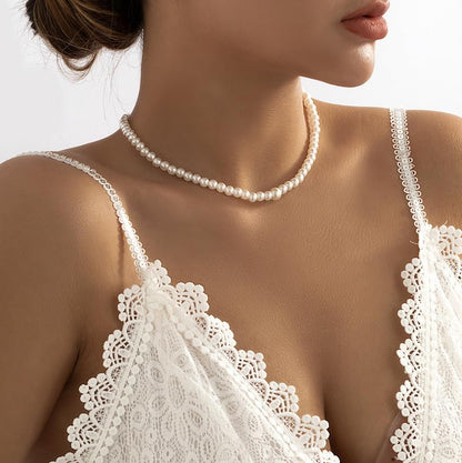 White Elegant Boho Pearl Back Chain Necklace Vintage Pearl Backdrop Long Sexy Tassel Pendant Body Chain Backless Dress Accessories for Women Wedding Brides and Prom Off-shoulder Dressing