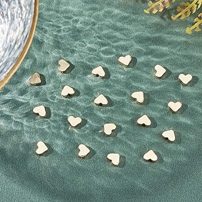 PH PandaHall 60pcs 14K Gold Plated Heart Beads, Love Heart Spacer Beads 6x7mm Metal Brass Hearts Loose Bead Charms for Mother's Day Necklace Bracelet Earring Wedding Birthday Jewelry Making - size: 6x7mm