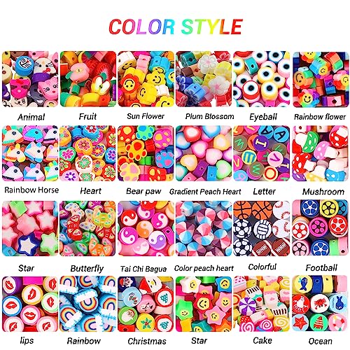 JOICEE 480PCS Fruit Flower Polymer Clay Beads Bracelet Charms Beads