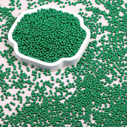 Legefo 4mm Glass Seed Beads Bulk, Green 6/0 Small Mini Pony Seed Beads, Tiny Round Craft Bead for Bracelet Necklace Wrist Jewelry Making Beading Weaving DIY Crafts Supplies, 1000pcs - color: Green