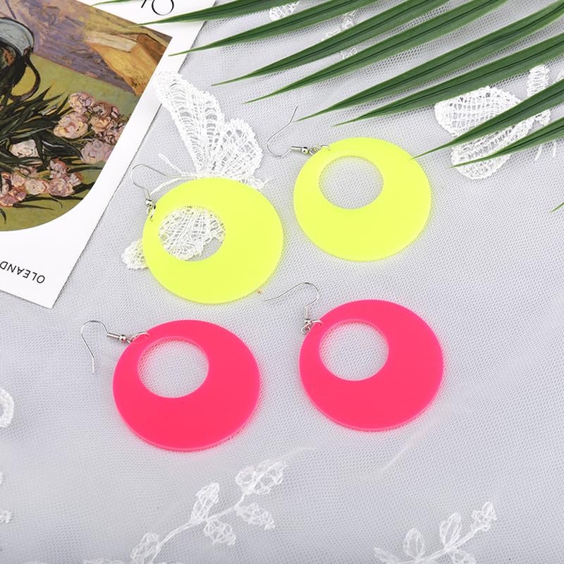 Halloween Earrings Set for Women Geometric Earrings 80s 90s Earrings Halloween Costumes Accessories for Women Halloween Gifts - style: round