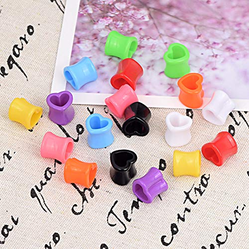 Qmcandy 6pcs/18pcs Heart Shape Acrylic Ear Tunnels Plugs Set Mix Color Stretcher Expander Piercing Tunnels Gauge 6G-7/8 inch - color: 9 pairs, 2g(6mm)