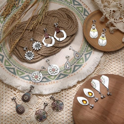 THUNARAZ Clip on Dangle Earrings for Women Trendy, Bohemian Earrings Set | 9 Pairs Non-Pierced Earrings, Lightweight Comfortable Earrings, Bohemian Drop Clip on Earrings, Hypoallergenic Earrings Set - style: Style B