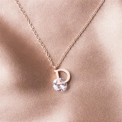 925 Sterling Silver Necklace for Women Trendy, Charming Layered Necklace with Cubic Zirconia Pendant for Her Womens Dainty Diamond Choker Necklaces Holiday Jewelry Gifts for Mom Wife Daughter Lover - color: Initial D Necklace-Gold05