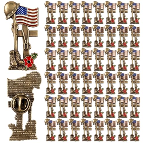 Tondiamo 4th of July Patriotic Poppy Pins Bulk Red Poppy Flower USA Flag Badges Pin for Independence Day Decoration - style: Novel Style