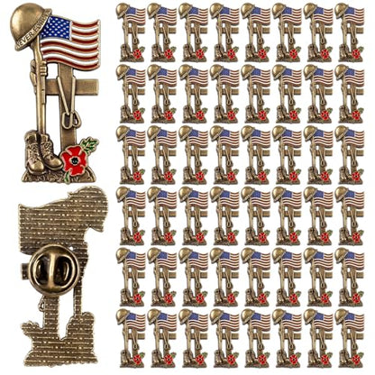 Tondiamo 4th of July Patriotic Poppy Pins Bulk Red Poppy Flower USA Flag Badges Pin for Independence Day Decoration - style: Novel Style