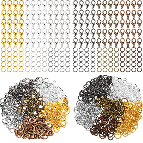 600 Pieces Lobster Clasps and Open Jump Rings Set Lobster Claw Clasps and Closures for Jewelry Making and Bracelets Bracelet Hooks Jewelry Clips(Multiple Colors) - color: Multiple Colors