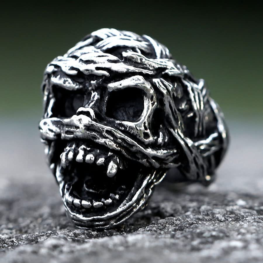 2023 Skull Ring Cool Evil Death Punk Rock Stainless Steel Rings Aly Style Jewelry - style: R1066