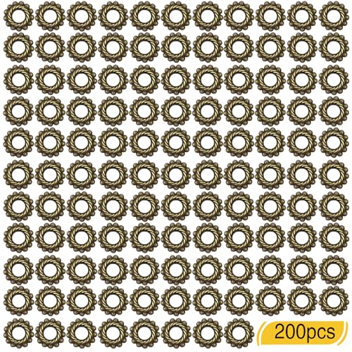 BronaGrand 100pcs 8mm Spacer Beads Tibetan Alloy Bead Spacers for DIY Necklace Bracelets Crafting,Gear-Shaped - color: Bronze