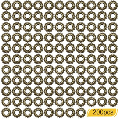 BronaGrand 100pcs 8mm Spacer Beads Tibetan Alloy Bead Spacers for DIY Necklace Bracelets Crafting,Gear-Shaped - color: Bronze