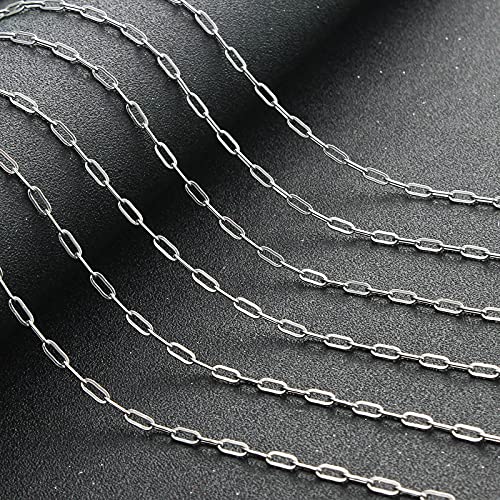 UMAOKANG 16.4 Feet Silver Stainless Steel Chains for Jewelry Making Cable Long Craft Link Chain Roll Paperclip Necklace Chains Bulk with Jump Rings Lobster Clasps Extender Chain - color: Steel Paperclip