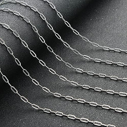 UMAOKANG 16.4 Feet Silver Stainless Steel Chains for Jewelry Making Cable Long Craft Link Chain Roll Paperclip Necklace Chains Bulk with Jump Rings Lobster Clasps Extender Chain - color: Steel Paperclip