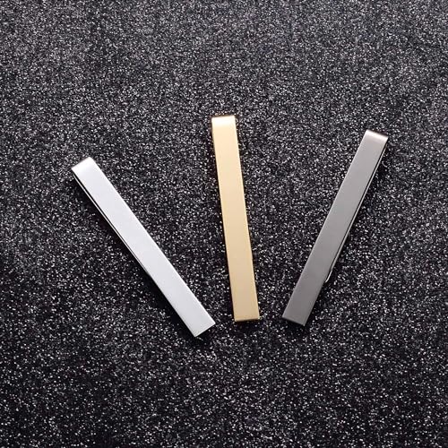 3Pcs Tie Clasps For Men Silver Gold Tie Clips For Men Gunmetal | skinny tie bar clip set 1.5in slim silver tie clips for men unique tie clip for skinny ties 1.5 inch silver tie bars for men