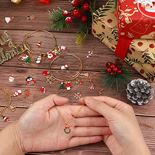 SANNIX 110Pcs Christmas Charms Gold Enamel Jewelry Making Charms Pendant | for DIY Xmas Bracelet, Necklace Earring Craft Supplies, Holiday Accessories - style: Christmas Charms