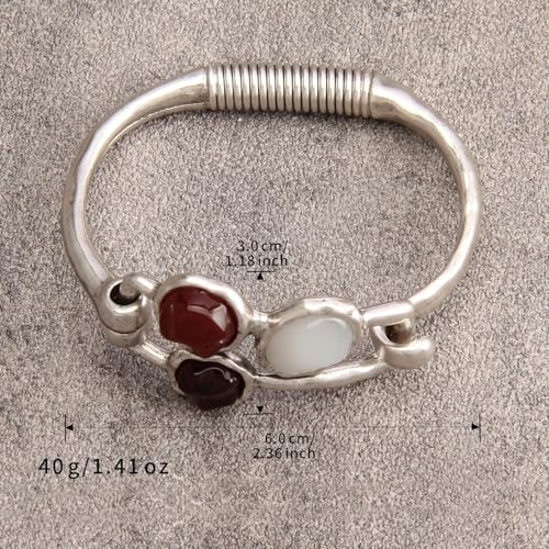 GelConnie Chunky Cuff Bangle Bracelet for Women, Statement Jewelry | Gold and Silver Tone Cuff Bangles with Resin, Crystal and Textured Accents for Party, Vacation and Dressy Looks - style: Bangle 01-Silver