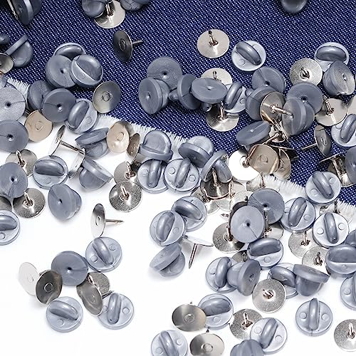 400pcs PVC Rubber Butterfly Clutch Pins Tie Tacks Blank for Uniform Badges Backing Holder Clasp Lapel Enamel Pins(200 Sets),Gray - color: Gray