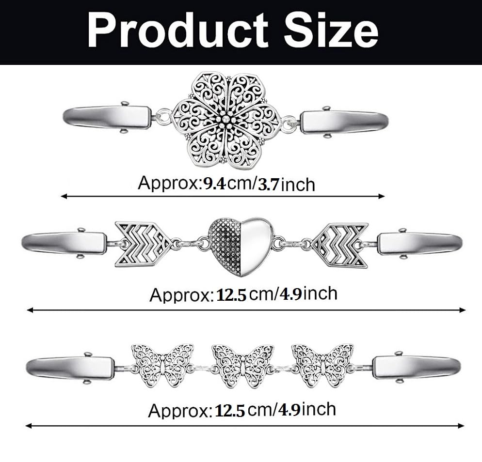 Vintage Sweater Clips Shawl Dresses Shirt Clips Retro Cardigan Collar Chain Clips Brooch Pins for Women - style: Style 12