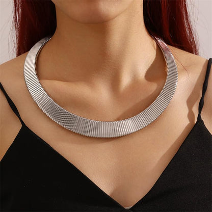 Collar Necklace for Woman Trendy Silver Choker Necklaces for Woman Statement Open Round Collar Choker Necklace - style: Style 2
