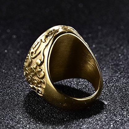 MASOP Big Crystal Cocktail Mens Rings Stainless Steel Jewelry Luxury Red Stone Fashion Party Ring