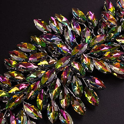 JWICOS Bridal Headband Crystal Wedding Hair Vine Headpieces for Bride and Girls (Colorful) - color: Colorful
