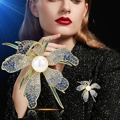 Brooches and Pins for Women Elegant Flower Pearl Brooches Costume Broches Jewelry Lady Christmas Pin for Women - style: Magnolia Flower