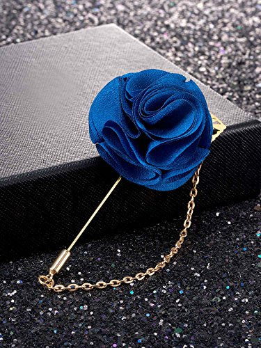 Shappy 15 Pcs Men's Satin Lapel Flower Pins with Metal Chain, Handmade Multi-color Boutonniere Pins with Gift Box for Career Suit Tuxedo of Shirts Tie Birthday Wedding Party Supply