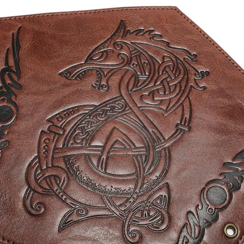 Medieval Leather Bracers Dragon Embossed Viking Leather Bracers Leather Arm Armer Cuff Leather Gauntlet Costumes Accessories - style: Dragon Leather Bracers-light Brown