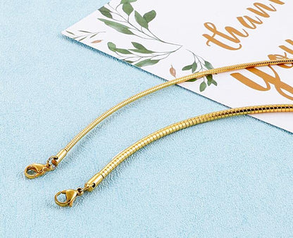 JAJAFOOK Minimalist Round Gold-Tone Bar Necklace Simple Fashion High Neck Choker Female King Neckwire - color: Gold-17.7in*2mm