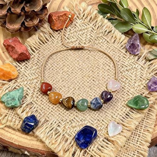 Heart Crystal Bracelet,Natural Gemstone Healing Bead Bracelet | Handmade Jewelry Gifts for Women Men,Graduation Gift for Her - color: S Love Bracelet