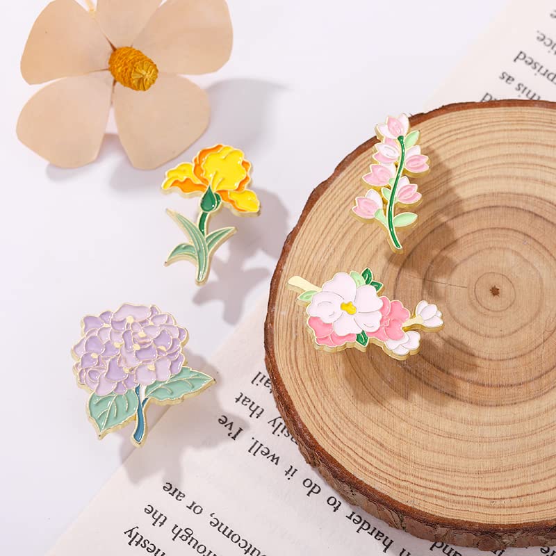 Cartoon Animal Enamel Brooch Set Cute Butterfly Duck Cat Lapel Pins for Backpacks Jacket Decoration Gifts for Friends - style: Flowers Bouquet