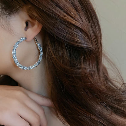 Hoop Earrings for Women, Hypoallergenic Stainless Steel Lightweight Thin Large Big Hoops Earrings Set for Women, Non Tarnish for Jewelry Gift 40MM - color: Diamond Earrings-49mm