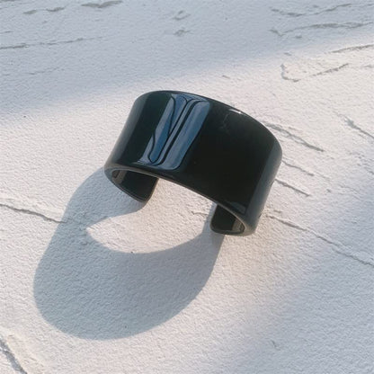 Colorful Acrylic Resin Open Bracelet Geometric Simple Transparent Tortoiseshell Acetate Plate Cuff Bangle Lightweight Chunky Thick Thin Wide Face Plastic Bracelet for Women Jewelry - color: A black