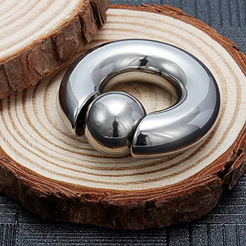 12G 10G 8G 6G 4G 2G 0G 00G Large Septum Rings Gauges Earrings Hoops 316L Surgical Steel Spring Action Captive Bead PA Ring CBR Septum Nose Rings Piercing Jewelry for Women Men - color: Silver, size: 00G=10mm Inner Dia: 5/8" (16mm)