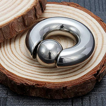 12G 10G 8G 6G 4G 2G 0G 00G Large Septum Rings Gauges Earrings Hoops 316L Surgical Steel Spring Action Captive Bead PA Ring CBR Septum Nose Rings Piercing Jewelry for Women Men - color: Silver, size: 00G=10mm Inner Dia: 5/8" (16mm)