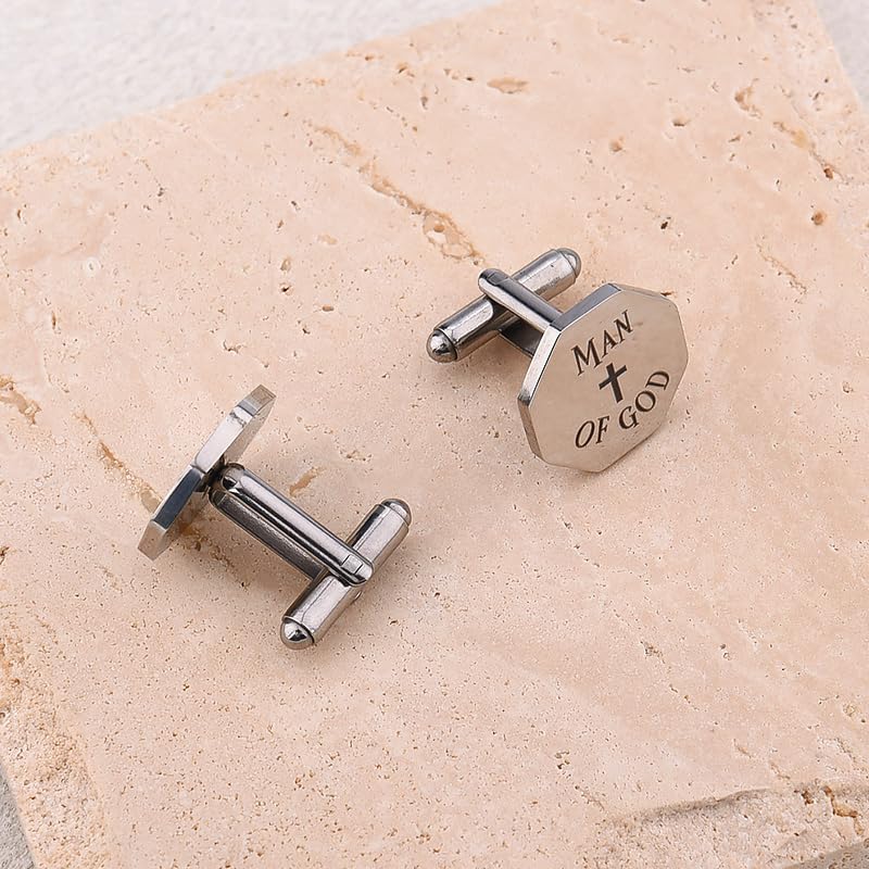 Religious Cufflinks for Men Christian Gifts for Dad Son Grandpa Fathers Day Gift for Husband Uncle Man Of God - style: man of god 04