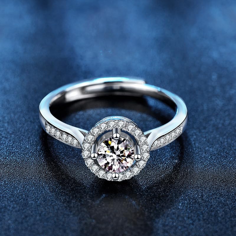 1CT/2CT Queen series moissanite ring, Adjustable rings for women, 925 Sterling Silver Open Band, D-Color VVS1 Sparkling Stone, Luxury Diamond Alternative - style: Queen 2 Series, 2CT