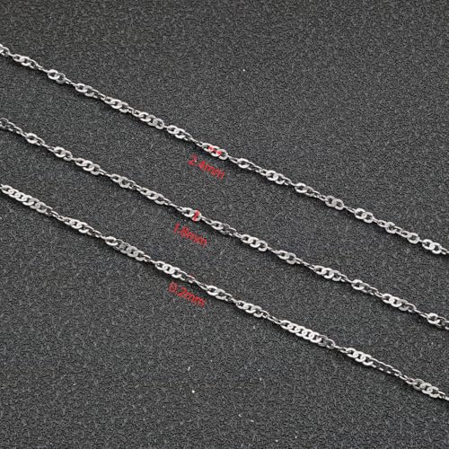 UMAOKANG 32.8 Feet Stainless Steel Jewelry Making Chains Delicate Singapore Link Chain Women Necklace DIY - color: Singapore Silver