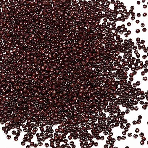 Bala&Fillic Opaque Coffee Color 3mm Seed Beads About 3600pcs/100Grams in Bag, 8/0 Glass Craft Beads for Making Bracelet and Necklace (Coffee) - color: Coffee