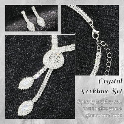 Rhinestone Jewelry Set Crystal Pearl Necklace Bracelet Earrings | Sparkly Necklace Dangle Earrings,Wedding Prom Formal Costume Jewelry Sets for Women - color: Silver4