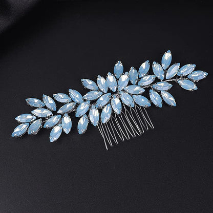 Teyglen Women's Opal Dainty Full Rhinestones Hair Comb, Luxurious Shiny Rhinestones Bridal Side Hair Accessories for Women Bride Girls - color: Opal