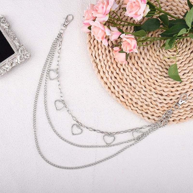 Goth Pants Chain Charms for Women Men Punk Layered Jean Chains Gothic Y2k Pocket Chain for Women Hip Hop Waist Chains - color: Heart